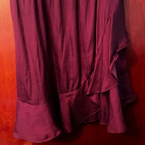 White House Black Market Sz 6 Ruffled One Shoulder Purple Blouson Cocktail Dress - Picture 11 of 11